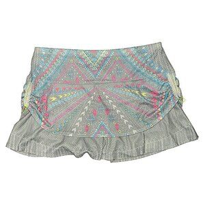Lucky in love tennis skort grey ikat printed rushed sides  Large NEW 13.5"
